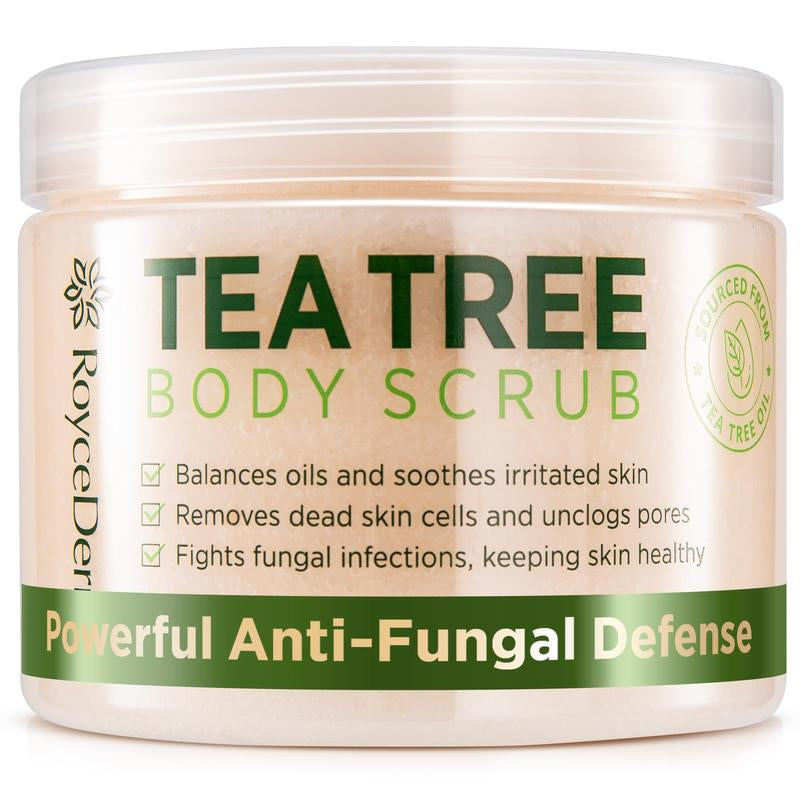 Tea Tree Body Scrub - 12Oz Exfoliating: Extra Strength Pre-Body Wash for Athlete’S Foot, Jock Itch & Ringworm - Deep Cleansing Scrub with Tea Tree Oil & Dead Sea Salt for Smooth Skin Gentle Soothing